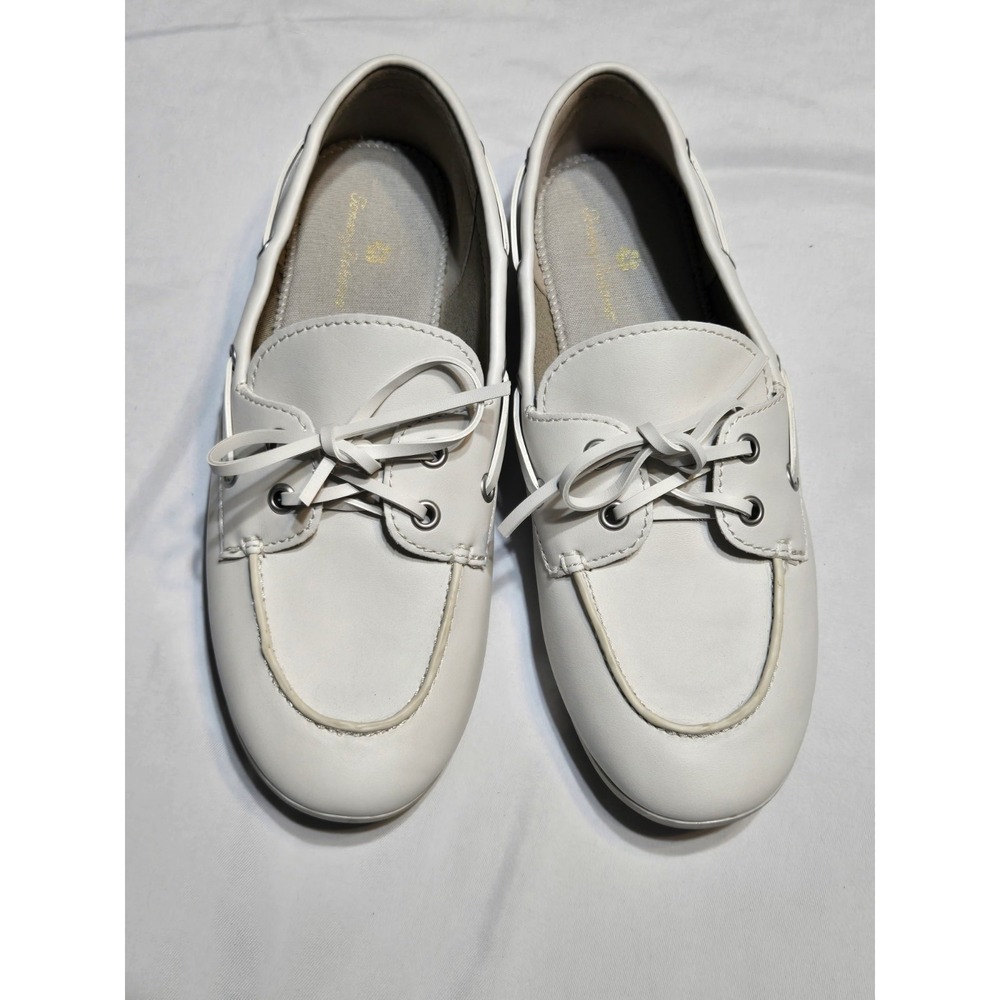 Tommy Bahama Seafarer White Faux Leather Boat Shoes Loafers Womens Size 9M